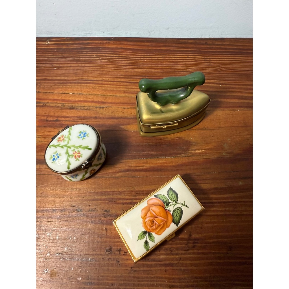 Bundle of Antique Porcelain Pill Boxes - Including 2 Hand-Painted Limoges EUC